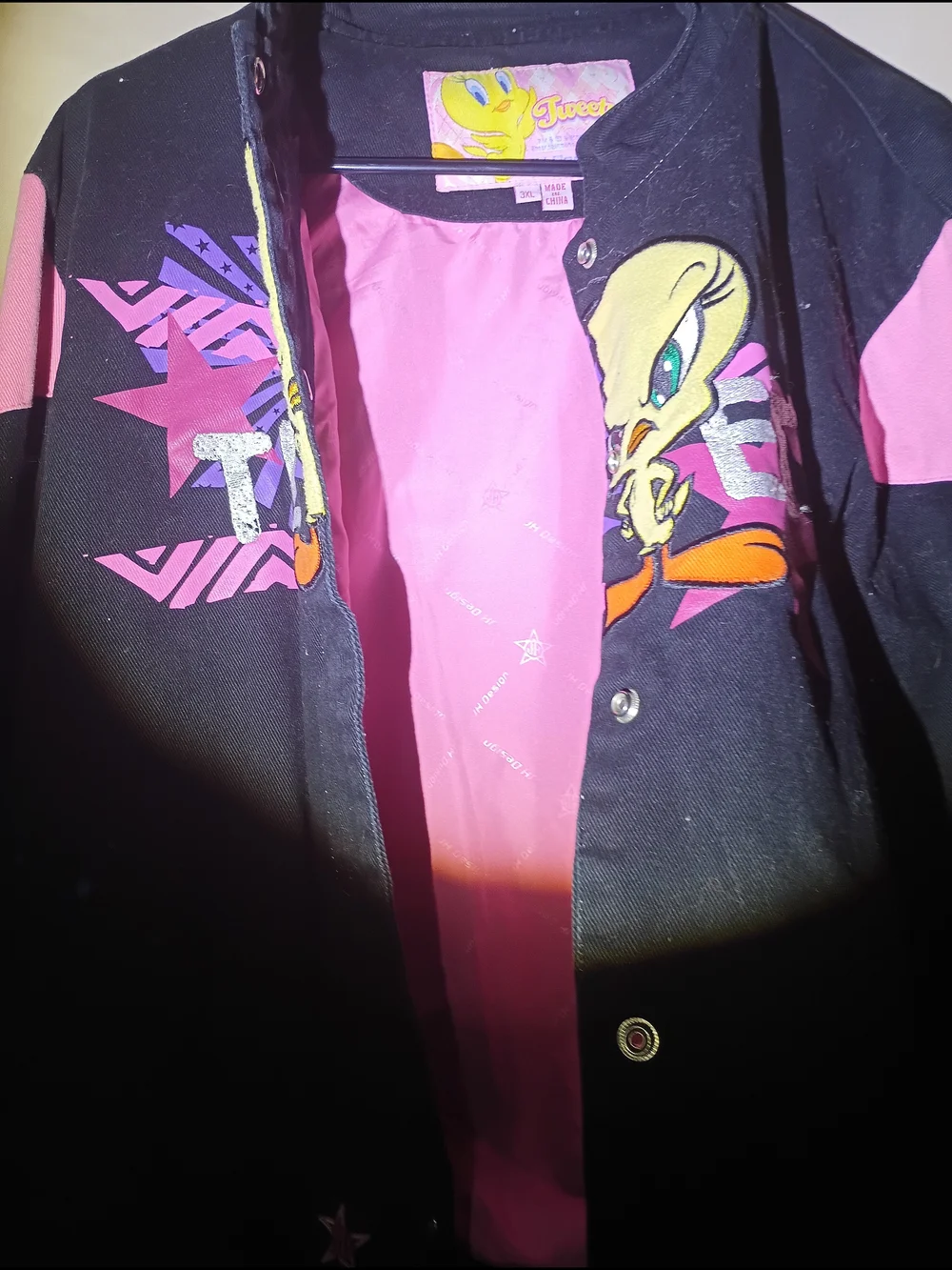 JH Design Looney Tunes Tweety Bird Varsity Bomber Jacket 3XL